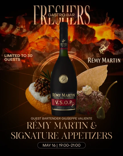 Degustation of Rémy Martin and signature appetizers by Freshers.